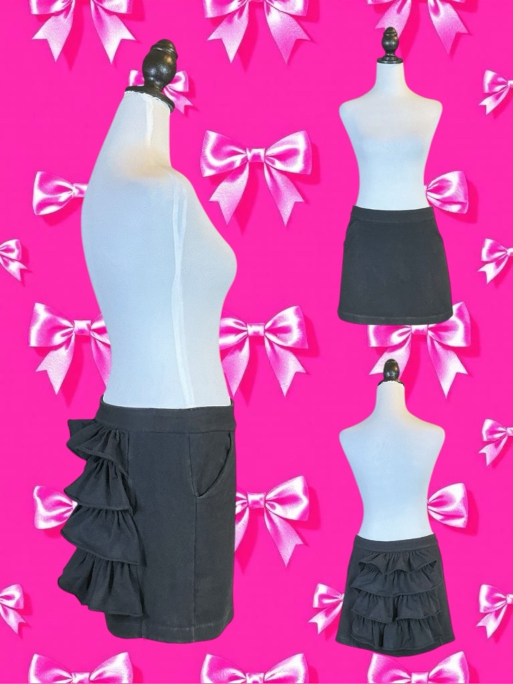 Betsey Johnson Y2K Coquette Gothic Lolita Modern Victorian Ruffle Mini Skirt M